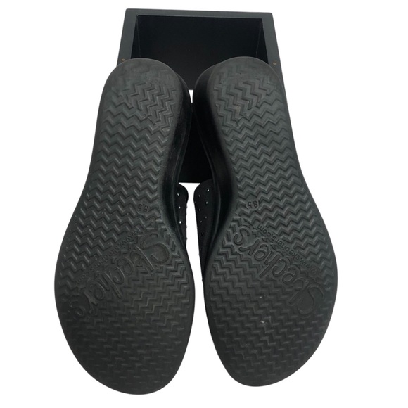 Skechers Memory Foam black wedge sandals with decorative uppers - Picture 6 of 10